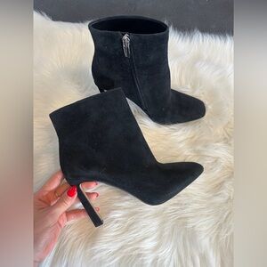 Vince Camuto black suede square toe booties